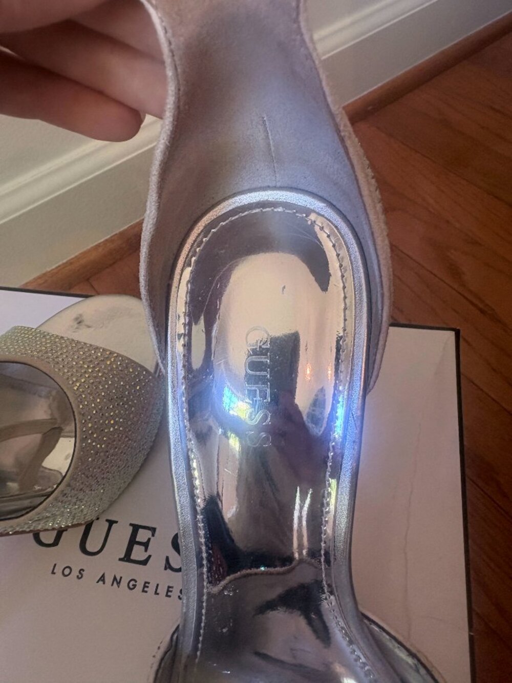 GUESS Silver Rhinestone Platform Heel Size 7.5 - Picture 5 of 7